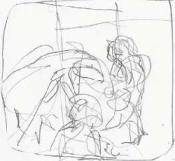 two sets of kids gestural drawing
